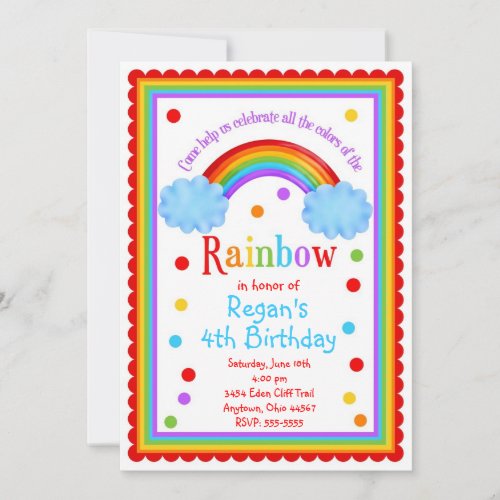 Rainbow Birthday Party Invitation