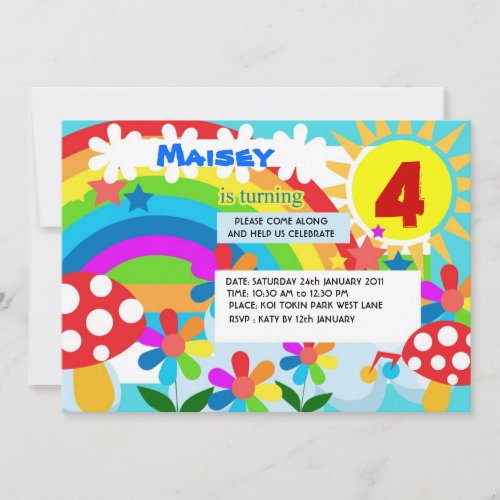 Rainbow birthday party invitation