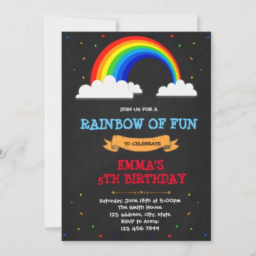 Rainbow birthday party invitation