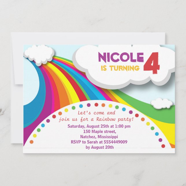 Rainbow Birthday Party Invitation (Front)