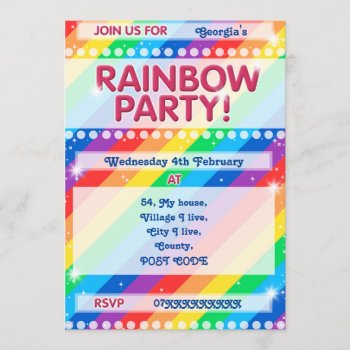 Rainbow Birthday Party Invitation Customizable by RuthKeattchArt at Zazzle