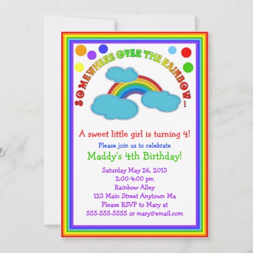 Rainbow Birthday Party Invitations