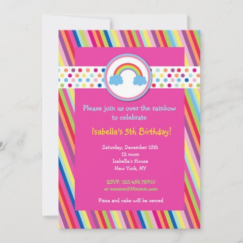 Rainbow Birthday Party Invitations