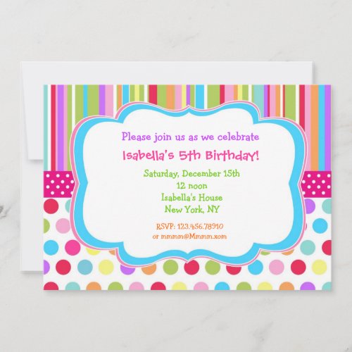 Rainbow Birthday Party Invitations
