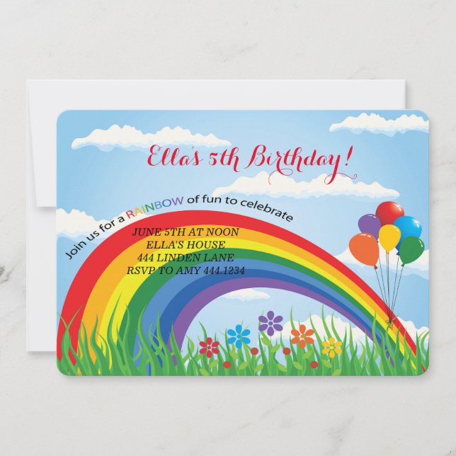 Rainbow Birthday Party Invitations (Front)
