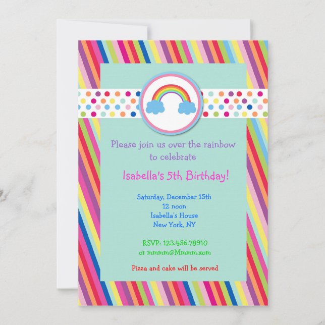 Rainbow Birthday Party Invitations (Front)