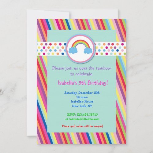 Rainbow Birthday Party Invitations