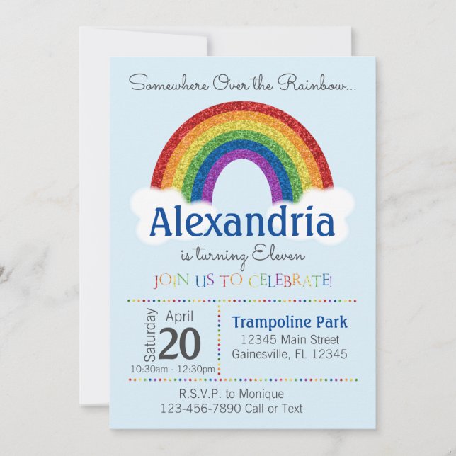 Rainbow Birthday Party Invitations - Rainbow Party (Front)