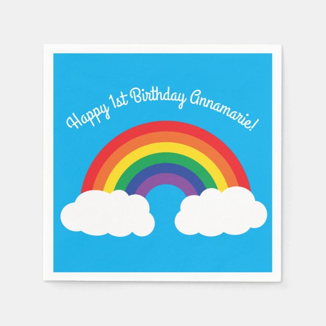 Rainbow Birthday Party Napkins (Front)