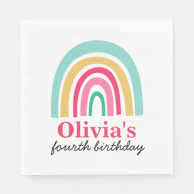 Rainbow birthday party napkins (Front)