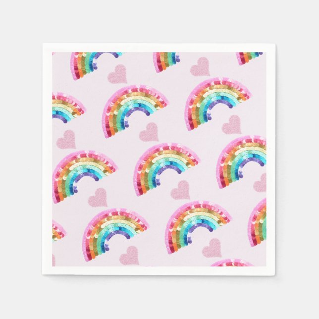  Rainbow Birthday Party Napkins (Front)