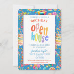 Rainbow Birthday Party Open House Invitation