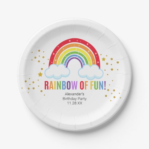 Rainbow Birthday Party Paper Plate