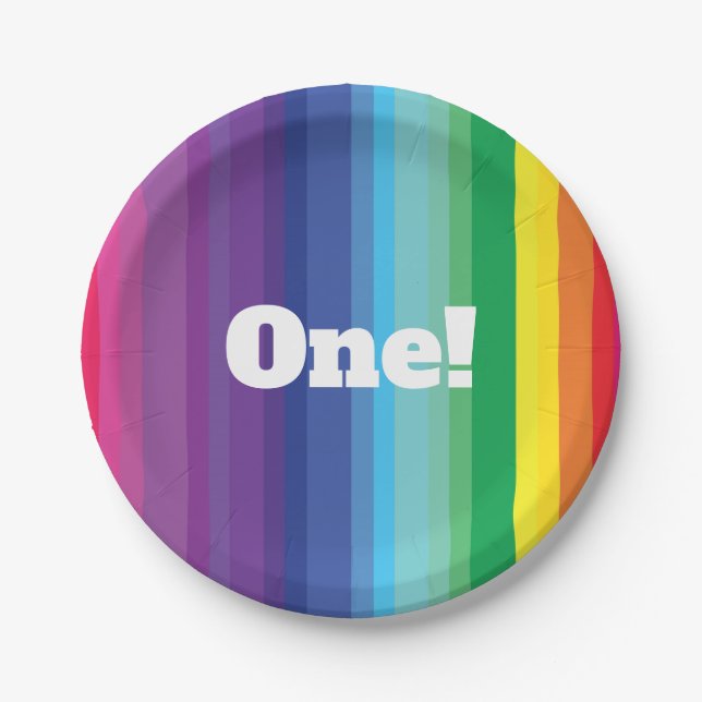 Rainbow Birthday Party Paper Plates (Front)