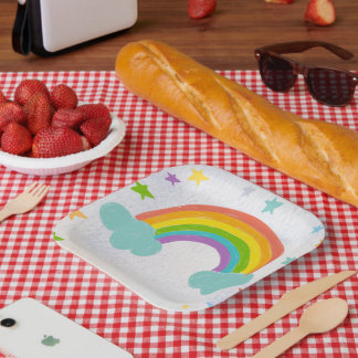 Rainbow Birthday Party  Paper Plates