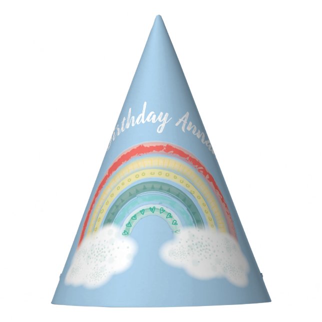 Rainbow Birthday Party Party Hat (Front)