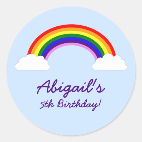 Rainbow Birthday Party Personalized Favor Classic Round Sticker