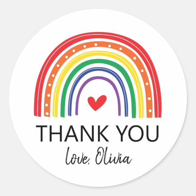 Rainbow Birthday Party Thank You Favor Sticker (Front)