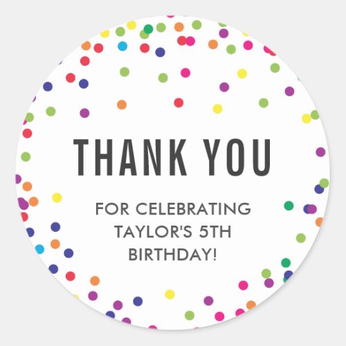 Rainbow Birthday Party Thank You Stickers
