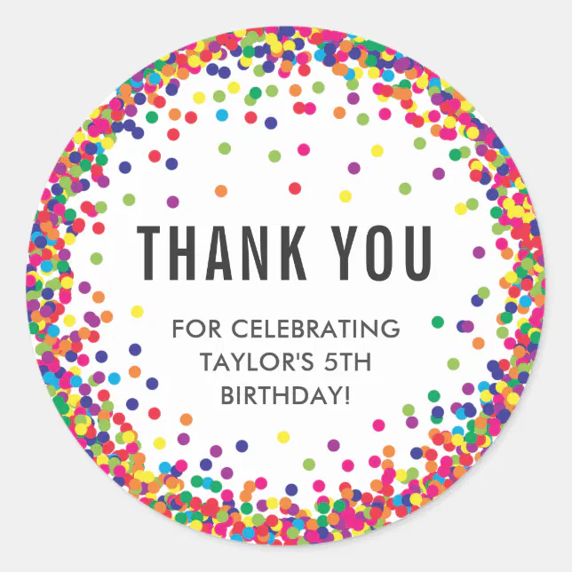 Rainbow Birthday Party Thank You Stickers | Zazzle