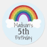 Rainbow Birthday Stickers Favor Stickers at Zazzle