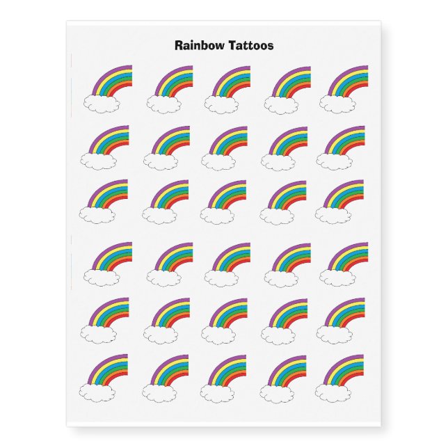 "Rainbow Birthday" Temporary Tattoos (Front)