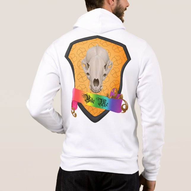 Rainbow Bite Me Badger Skull Hoodie (Back)