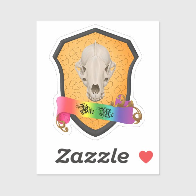 Rainbow Bite Me Badger Skull Sticker (Sheet)