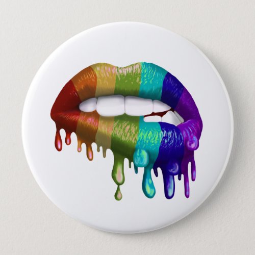 Rainbow Biting Lips Dripping  Button