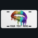 Rainbow Biting Paint Dripping Lips Custom  License Plate<br><div class="desc">This design may be personalized in the area provided by changing the photo and/or text. Or it can be customized by choosing the click to customize further option and delete or change the color of the background, add text, change the text color or style, or delete the text for an...</div>