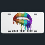 Rainbow Biting Paint Dripping Lips Custom  License Plate<br><div class="desc">This design may be personalized in the area provided by changing the photo and/or text. Or it can be customized by choosing the click to customize further option and delete or change the color of the background, add text, change the text color or style, or delete the text for an...</div>