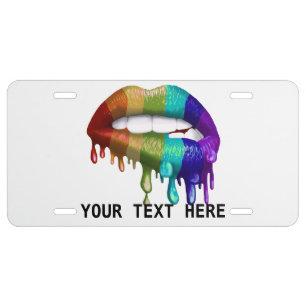 Rainbow Biting Paint Dripping Lips Custom  License Plate