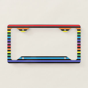 Rainbow, Black and White Stripes License Plate Frame