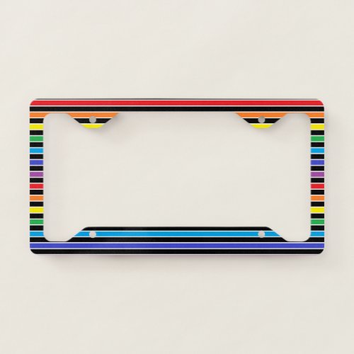 Rainbow Black and White Stripes License Plate Frame