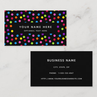 Rainbow Black Bright Polka Dots Confetti Pattern Business Card