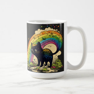 Rainbow black cat , cute lgbtq coffee mug