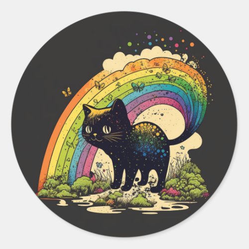 Rainbow black cat sticker lgbtq 