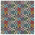 Rainbow &amp; Black Geometric Pinwheel Pattern Fabric