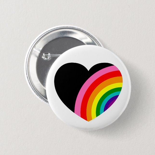 Rainbow Black Heart Button (Front & Back)