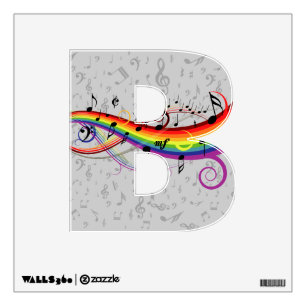 Rainbow Black Musical Notes on Gray Wall Sticker