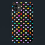 Rainbow & Black Polka Dot pattern iPhone 11 Case<br><div class="desc">polka, dot, dots, cute, retro, rainbow, rainbow dots, rainbow polka dots, black, funky, 1950s, designer, cover, covers, cool, trendy, fun, design, apple, colors, color, casemate, cases, polka dots, polka dot, spots, spotty, dotty, vintage, girly, cheerful, jolly, happy, 50s, colorful, multicolor, multicolored, colourful, multicolour, teenage</div>