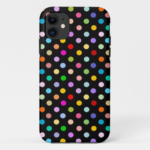 Rainbow  Black Polka Dot pattern iPhone 11 Case