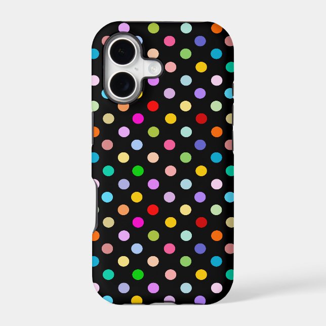 Rainbow & Black Polka Dot pattern Iphone Case (Back)