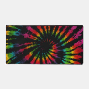 Rainbow Black Tie Dye Desk Mat