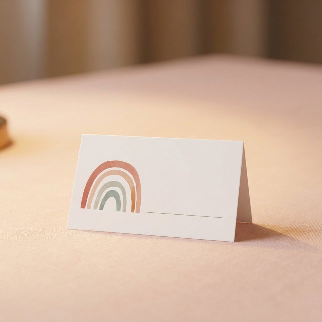 Rainbow blank place card with handwriting line (Rainbow blank place card with handwriting line.)