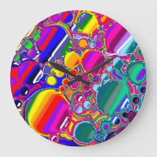 Rainbow Blast Abstract Art Large Clock
