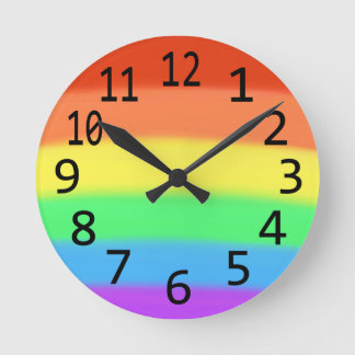 Rainbow Blends Black Numbers Wall Clocks