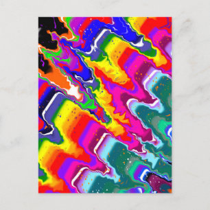 Rainbow Blip Abstract Digital Art   Postcard