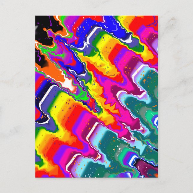 Rainbow Blip Abstract Digital Art   Postcard (Front)