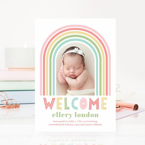 Rainbow Bliss Baby Birth Announcement